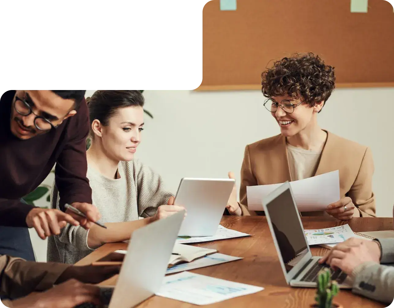 Multinational people discussing and drinking coffee